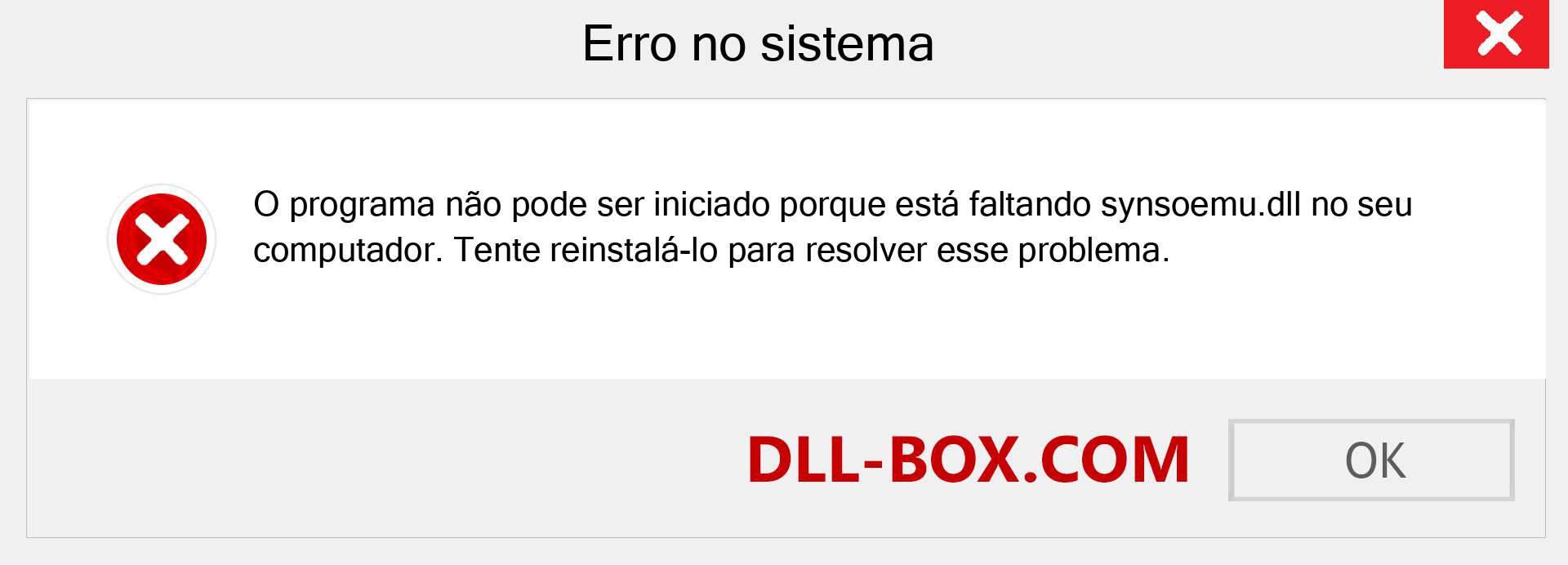 Arquivo synsoemu.dll ausente ?. Download para Windows 7, 8, 10 - Correção de erro ausente synsoemu dll no Windows, fotos, imagens